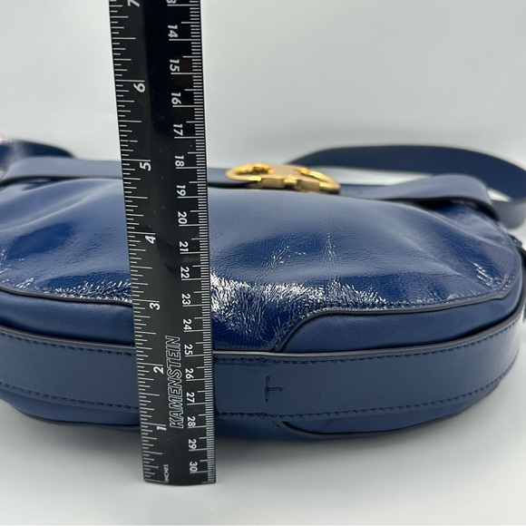 Tory Burch Gemini Link Crossbody Bag Midnight Swim Patent Leather Purse - Picture 8 of 16